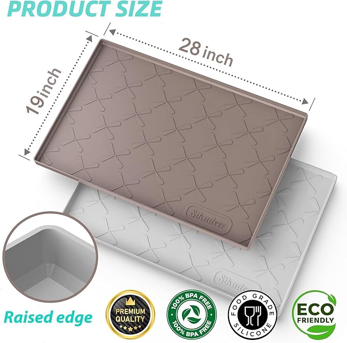 SIKADEER 28" x 19" Under Sink Mat Waterproof, Silicone Mat Kitchen Drawer Shelf - Image 3