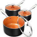 MICHELANGELO Sauce Pan Set, Ultra Nonstick Saucepan Set of 3, Ceramic Saucepans by Michelangelo