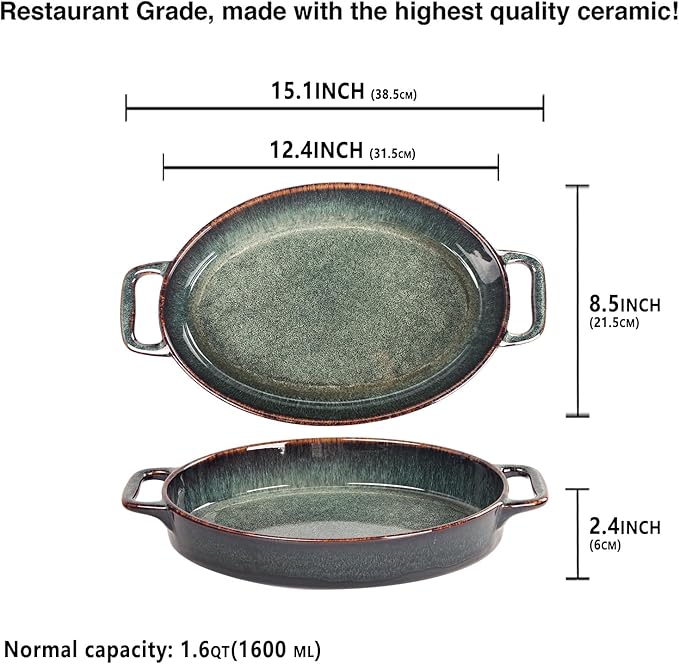 12" x 8" Porcelain Oval Casserole Dishes - Image 2