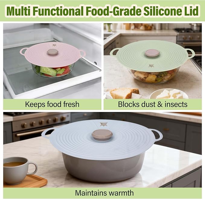 Silicone Lids for Bowl 3 Pack, Microwave Splatter Cover - Image 7