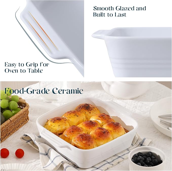 DOWAN 8x8 Baking dish, Square Baking Pan, Ceramic Casserole Dishes - Image 5