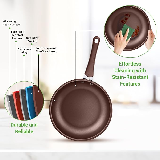 NutriChef 14-Piece Nonstick Brown Cookware Set - Image 6