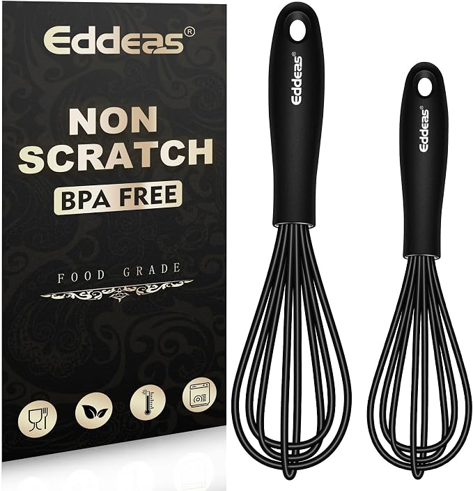 Eddeas Silicone Mini Whisk, Small whisks Non-Stick Tiny Whisks set of 2（5.5in & by Eddeas