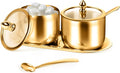 holoith 2 Pcs Coffee and Sugar Dispenser - 10 oz Sugar Bowl with Glass Lid and by Holoith