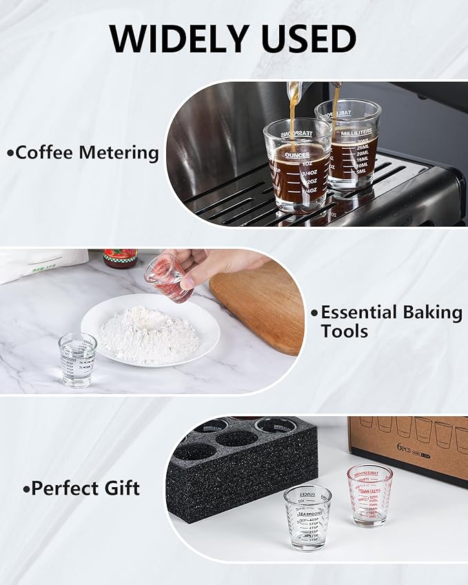 Shot Glasses Measuring Cup Set 4PACK Espresso Shot Glasses Liquid Heavy Glass - Image 4