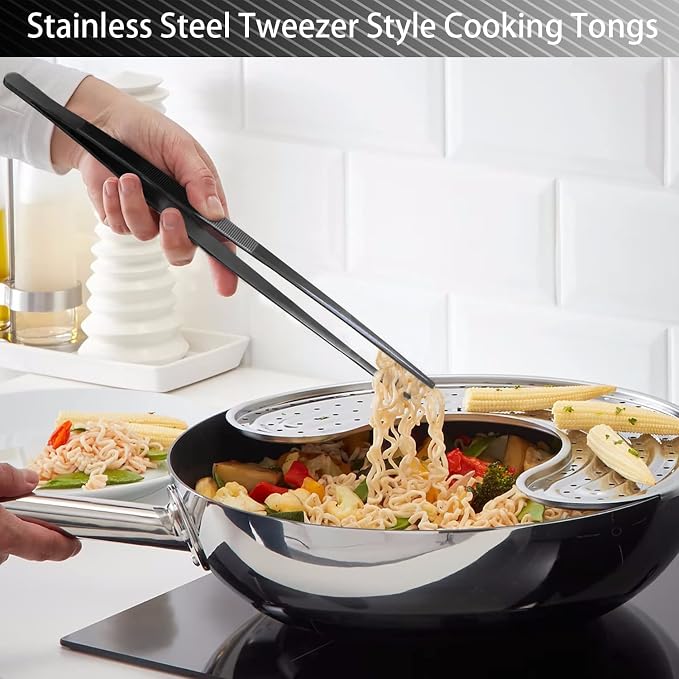 JETKONG 4 Pcs Kitchen Tweezers Professional Stainless Steel Cooking Tweezers Set - Image 7