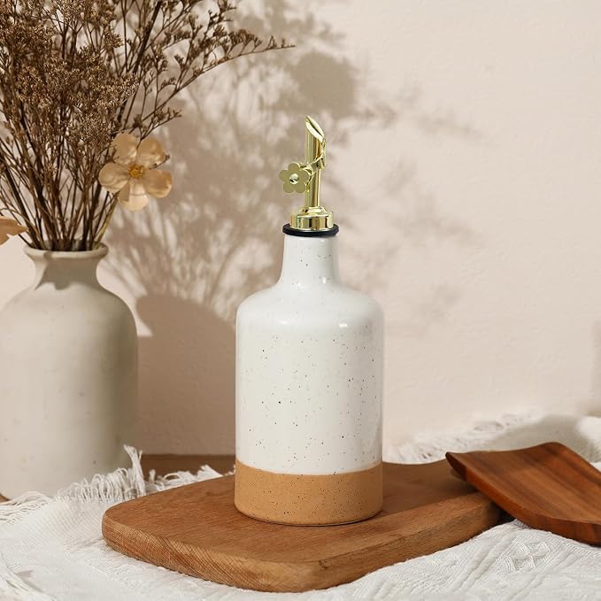 HOMCDALY Ceramic Olive Oil Dispenser Bottle, 16oz Oil Dispenser Bottle - Image 6
