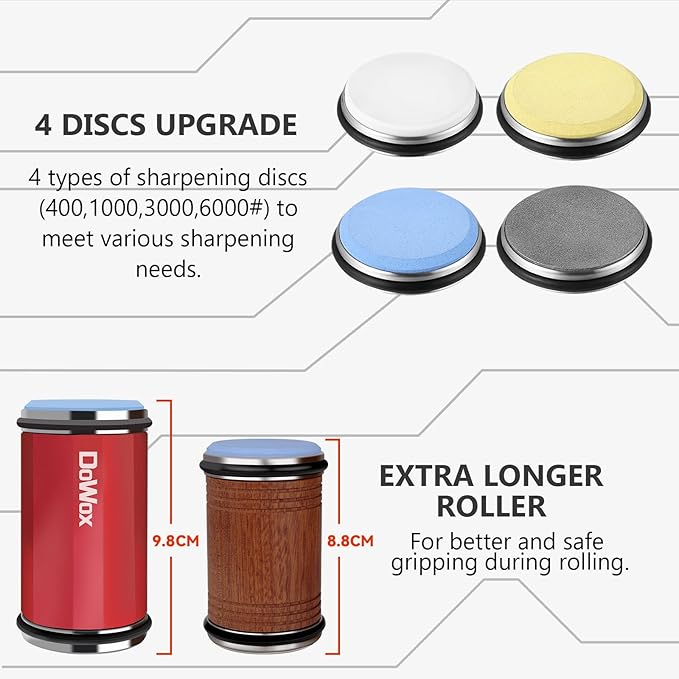 Knife Sharpener, Longer Rolling Knife Sharpener Kit, Diamond & Ceramic Knife - Image 2