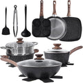 17 Pcs Pots and Pans Set, Nonstick & Non-Toxic Healthy Pots and Pans, by RayBear