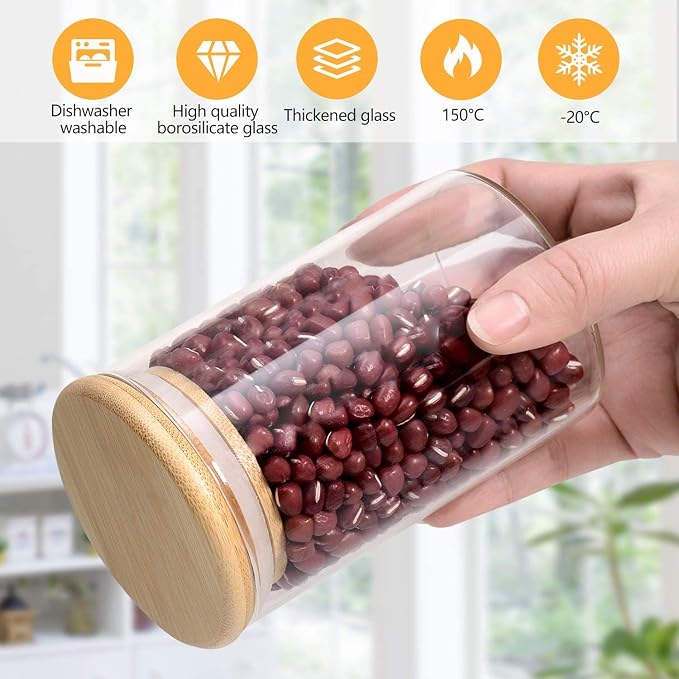 Glass Jars with Bamboo Wooden Airtight Lids 6oz 10oz Spice Jars Food Storage - Image 4