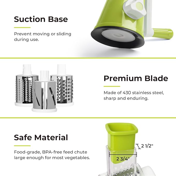 X Home Rotary Cheese Grater for Kitchen, Shredder - Image 6