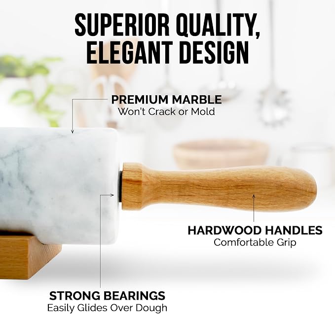 Zulay Kitchen 17-Inch Marble Rolling Pin - Image 3
