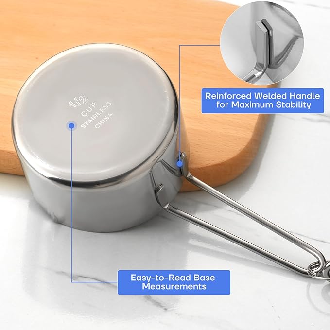 10-Piece Stainless Steel Measuring Cups and Spoons Set - Image 4