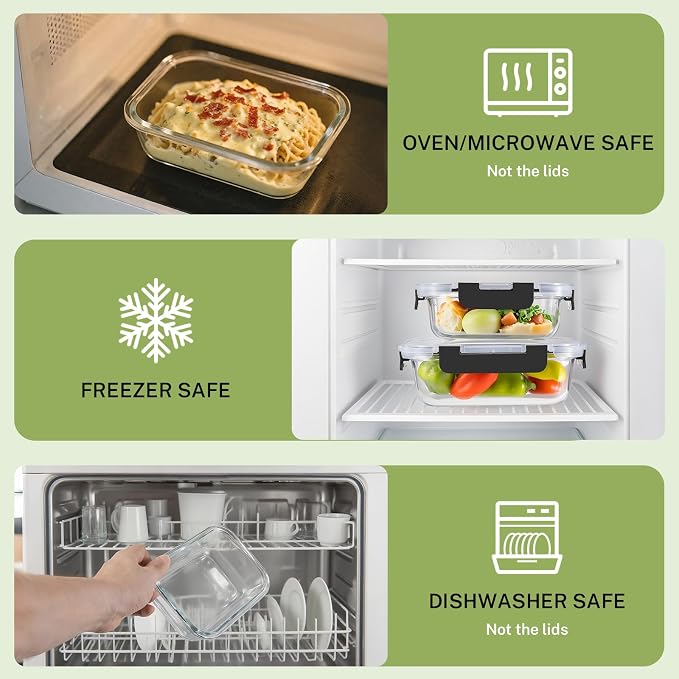 8 Pack Borosilicate Glass Food Storage Containers - Image 4