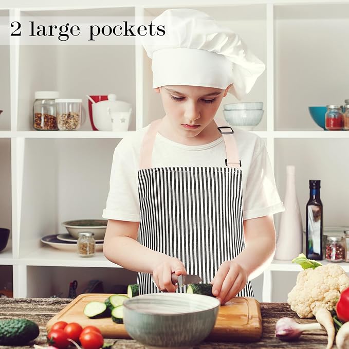 2 Pack Stripes Kids Apron, Kids Cooking Aprons - Image 6