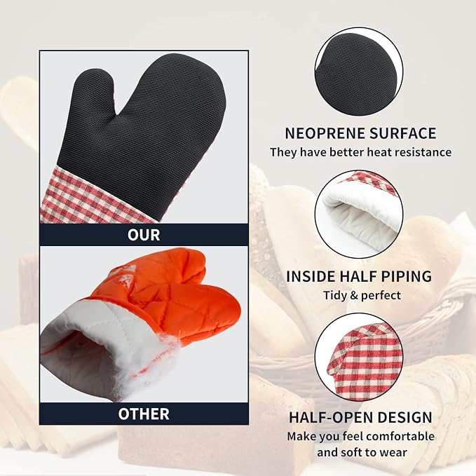 Oven Mitts and PotHolders Sets, Non-Slip Neoprene Oven Mitts are Suitable - Image 3