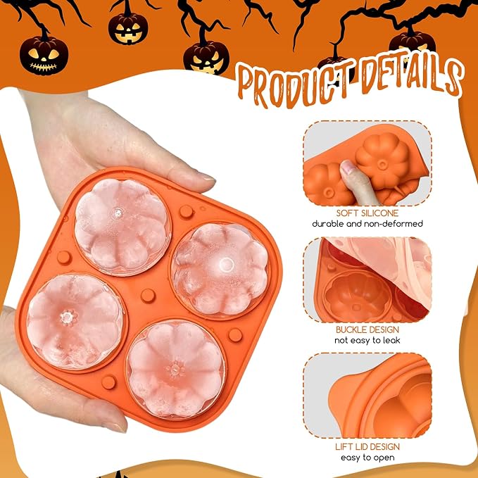 Orange 3D Pumpkin Ice Cube Tray - Image 4