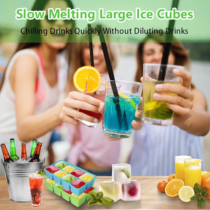 Ice Trays for Freezer with Lid and Bin, JRISBO 6 Pack Silicone Ice Cube Tray - Image 7