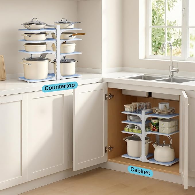 LAMU Pots and Pans Organizer under Cabinet, 8 Tier Heavy Duty Pan Organizers - Image 8