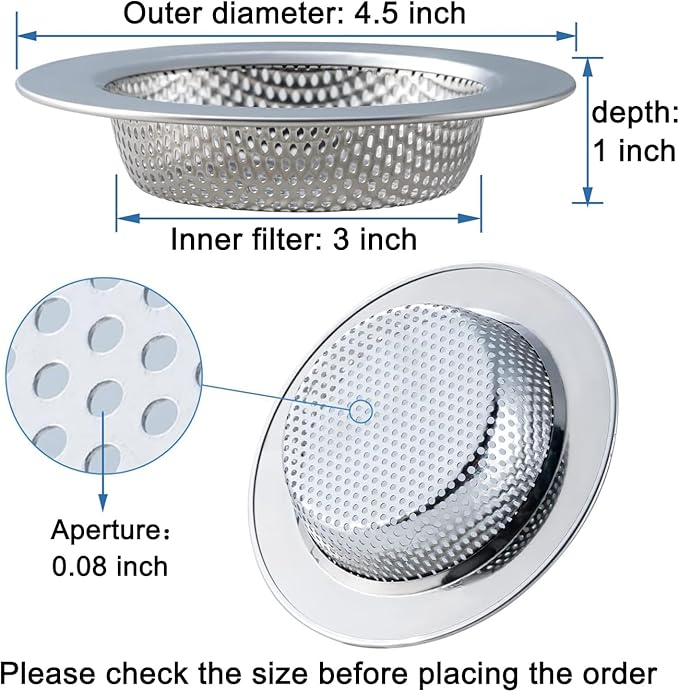 Honmein 3 Pcs Sink Strainer for Most Kitchen Sink Drain Basket, Upgraded - Image 4