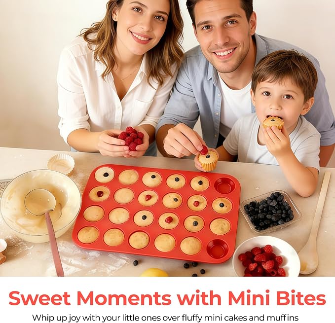 CAKETIME Silicone Muffin Pan Mini 24 Cups Cupcake Pan, Nonstick Food Grade - Image 5