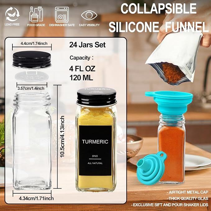 AISIPRIN 24 Pcs Glass Spice Jars - Image 2