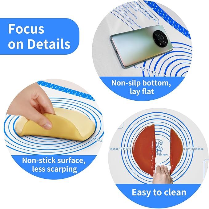 Silicone Pastry Mat for Baking, Pastry Dough Mat for Rolling, Kneading Mat - Image 5