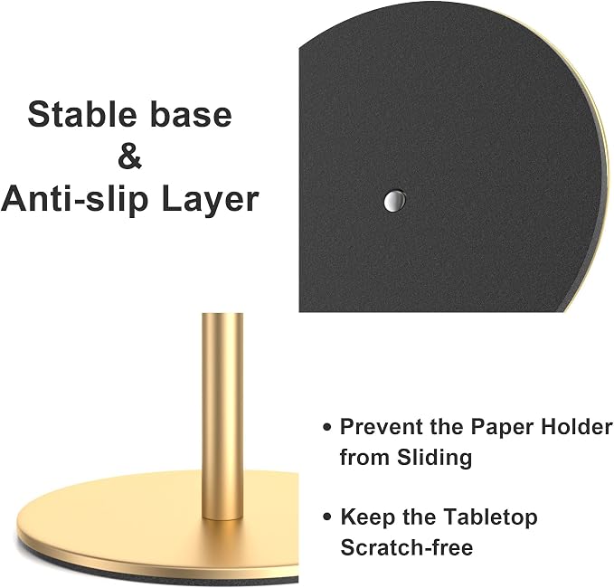 Gold Free-Standing Paper Towel Holder, Premium Stainless Steel Towel Holder - Image 4