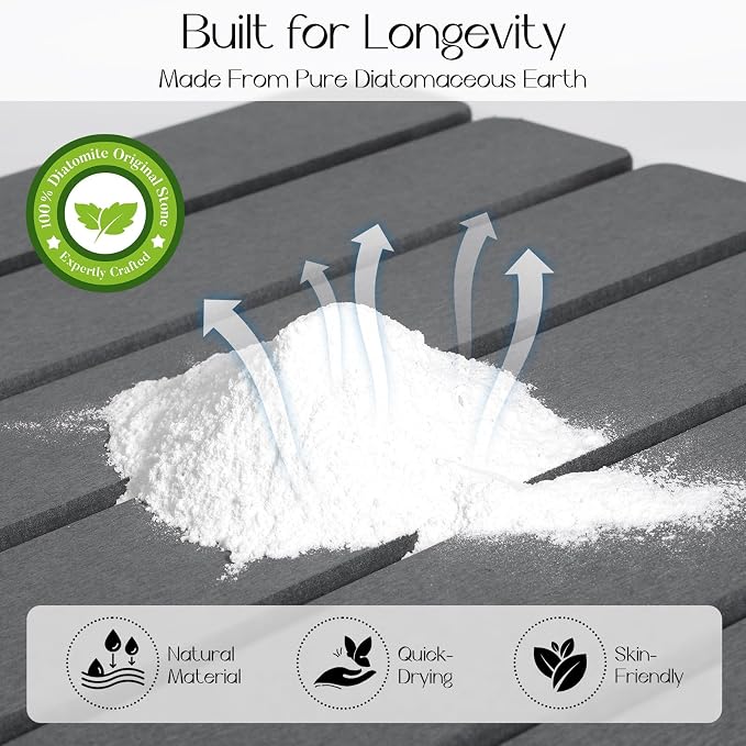 Diatomaceous Earth Stone Bath Mat Non-Slip, Foldable Stone Bath Mats - Image 3