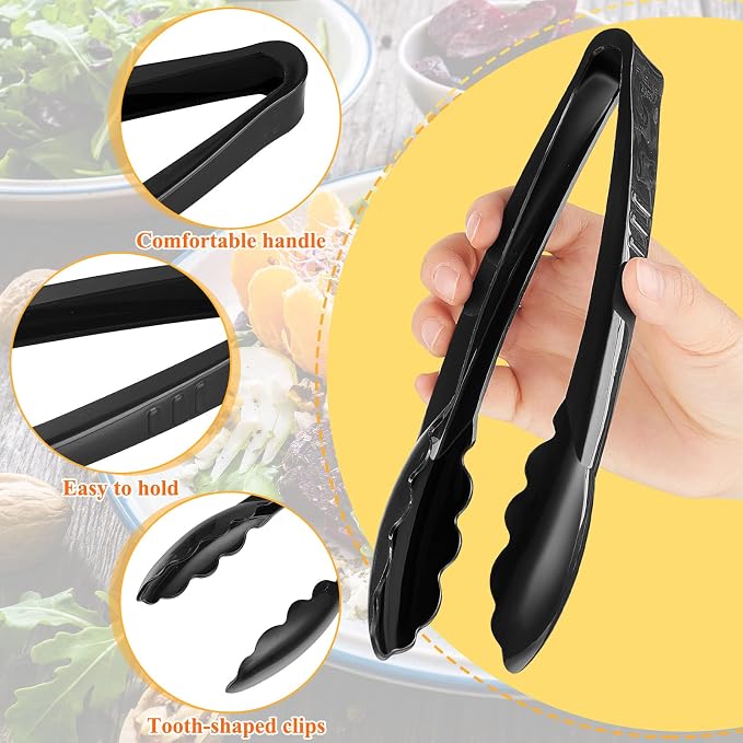 Tessco for you 25 Pcs Plastic Tongs for Serving Bulk, 9 Inch Plastic Disposable - Image 3