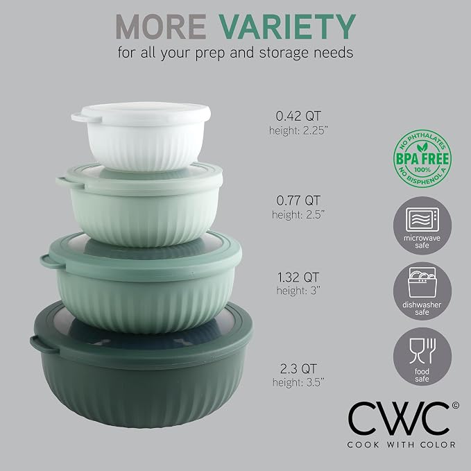 COOK WITH COLOR Prep Bowls with Lids- Wide and Deep Nesting Plastic Small - Image 2