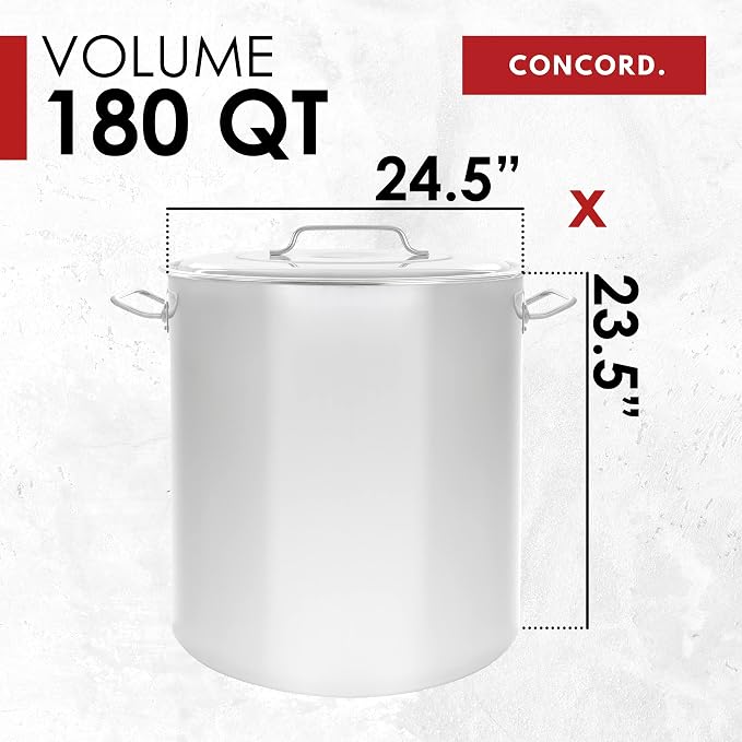 Concord 180 Quart Stainless Steel Stock Pot Cookware - Image 5