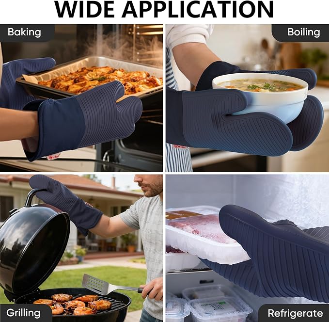 YUTAT Silicone Oven Mitts, High Heat Resistant Up to 500 Degrees, Waterproof - Image 5