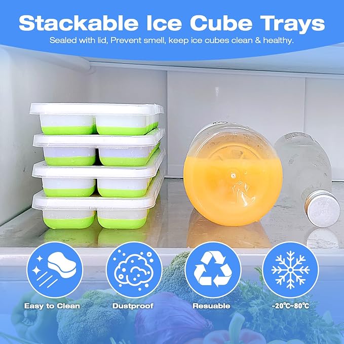 RAIN SPIRIT Ice Cube Trays, 2 Pack Durable Stackable Ice Trays - Image 3