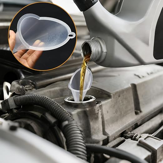 4 Pcs Long Neck Oil Funnel for Automotive, Wide Mouth Plastic Funnel, Long - Image 4