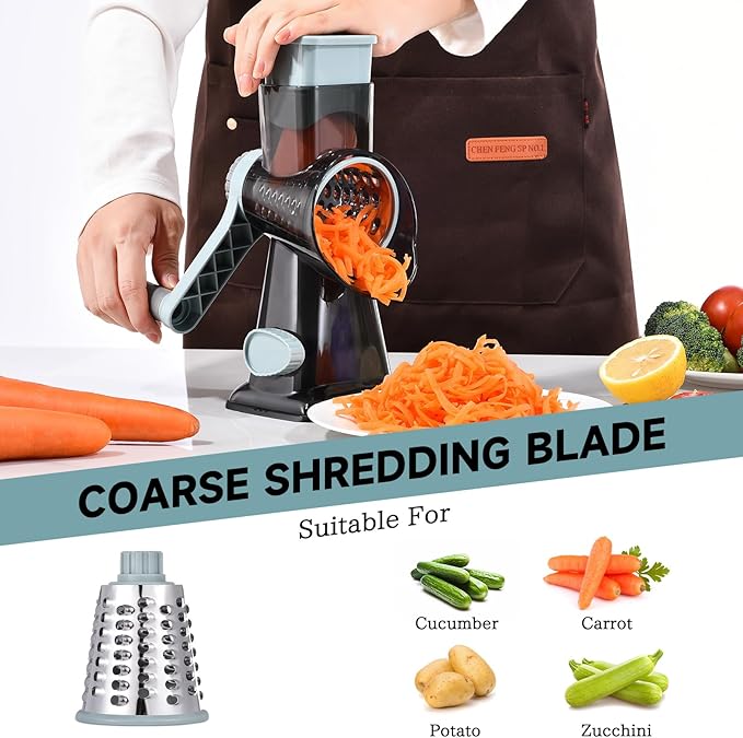 Rotary Cheese Grater with Handle Kitchen Shredder Slicer Grater Slicer Ice - Image 3