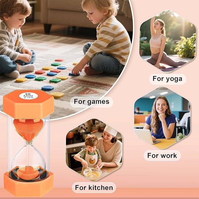 30 Minute Hourglass Sand Timer, Unbreakable Hexagon Sand Clock 30 Min, Reloj De - Image 5