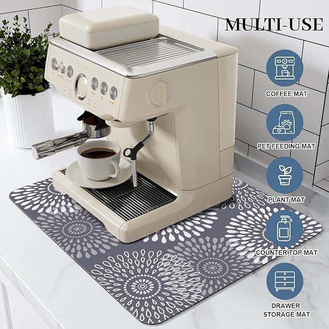 LuxStep Dish Drying Mat Super Absorbent Kitchen Counter Mat Rubber Backing - Image 3
