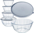 Luvan Glass Mixing Bowls with Lids Set of 5, Large Salad Bowl with Diamond by Luvan