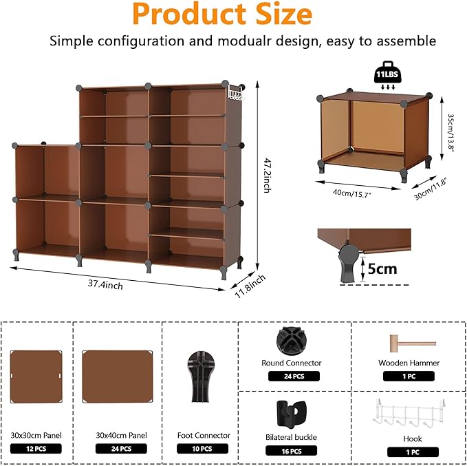 AWTATOS Closet Organizer 8 Cube Storage Shelves Clothes Organizers Closet - Image 3