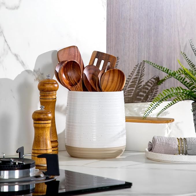 6.8" Large Ceramic Kitchen Utensil Holder - Image 5