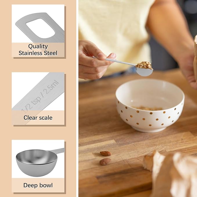 2PCS 1/2tsp Single Measuring Spoon, Stainless Steel Individual Teaspoons Only - Image 3
