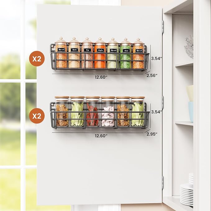 Mystozer Spice Rack Organizer Wall Mount, Hanging Spice Pantry Storage Shelf - Image 3