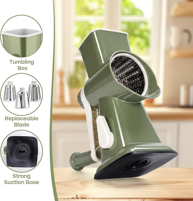 Rotary Cheese Grater, Cheese Shredder Hand Crank, Manual Cheese Grater - Image 6