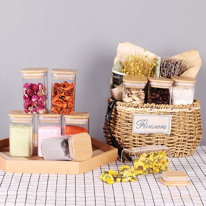 Tzerotone 10 Pcs Glass Spice Jars - 8oz Empty Square Spice Storage Containers - - Image 3
