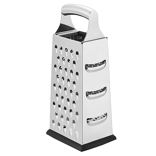 Amazon Basics Rectangular 4-Sided Box Cheese Grater and Shredder, Stainless by AmazonBasics