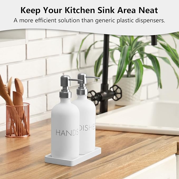 White Dish and Hand Soap Dispenser Set - Image 5