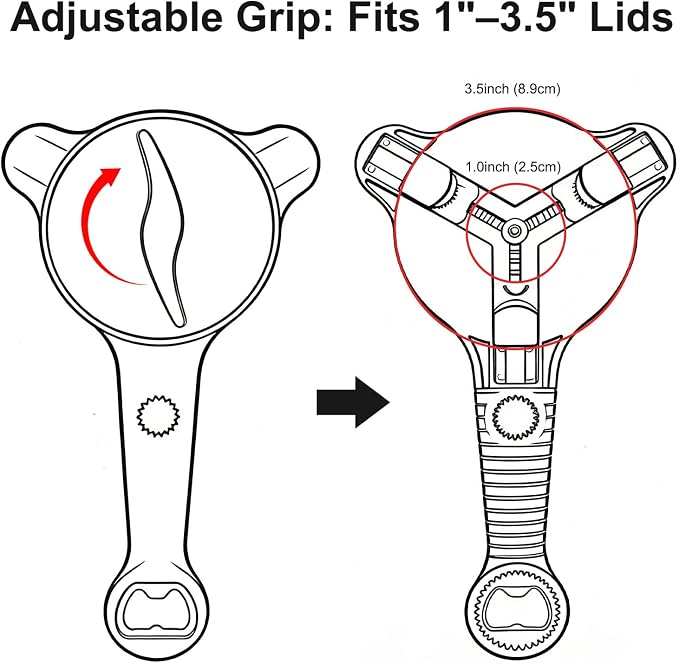 Jar Opener for Seniors, 4-in-1 Adjustable Lid Opener - Image 5