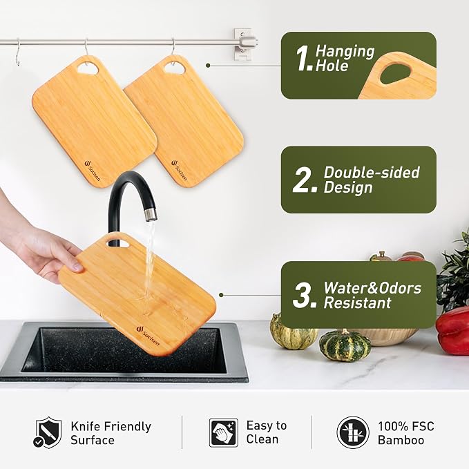 2 Pack Small Bamboo Wood Cutting Board - Image 5