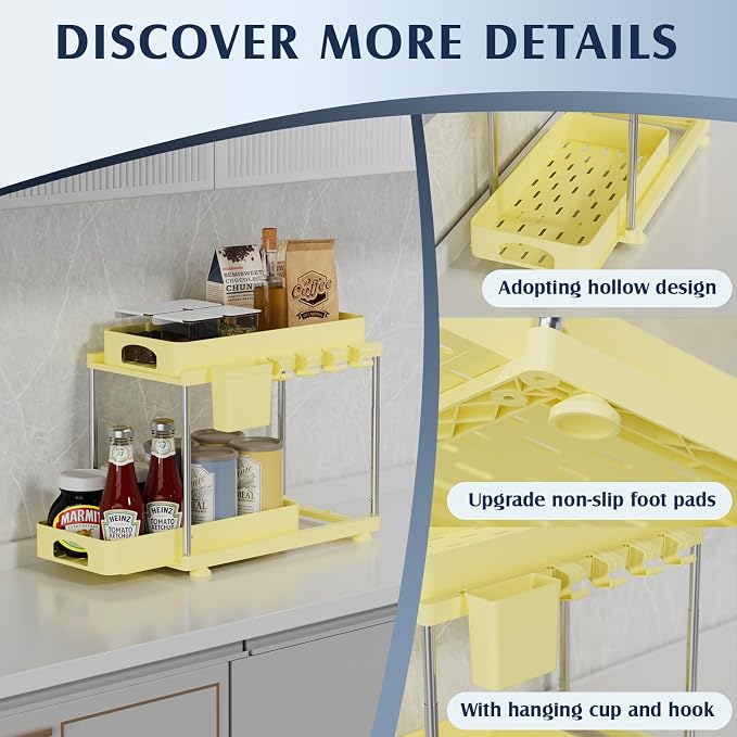 VERIFOST 2 Pack Under Sink Organizers and Storage, Height Adjustable Bathroom - Image 5